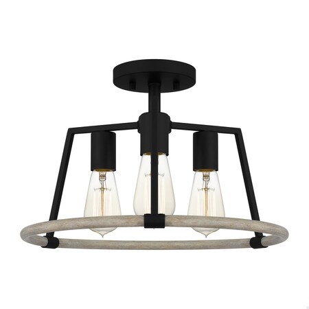 Quoizel Tippet 3-Light Matte Black Semi-Flush Mount TPT1716MBK